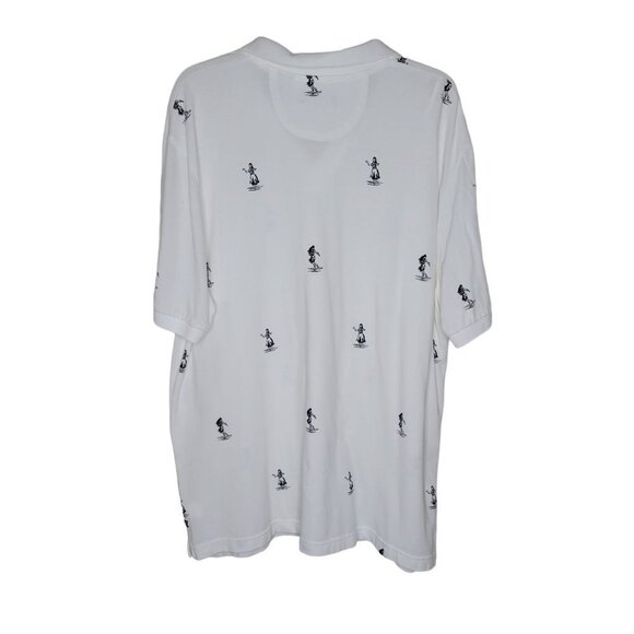 Chaps Men's XL White Hula Girl Short Sleeve Vneck 1/4 Button Cotton Polo Shirt - Picture 9 of 9